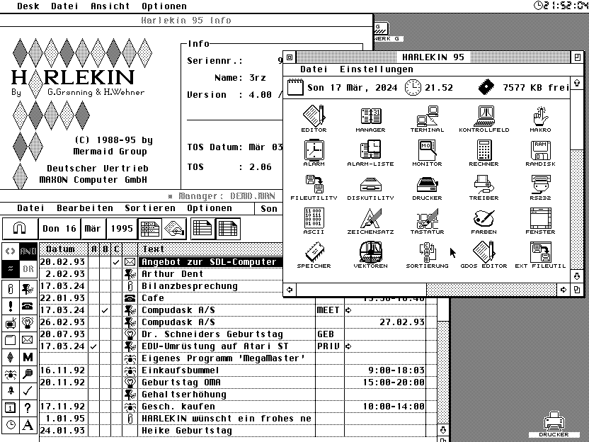 Harlekin 95 auf EmuTOS 1.3