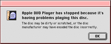 DVD Player Error Message